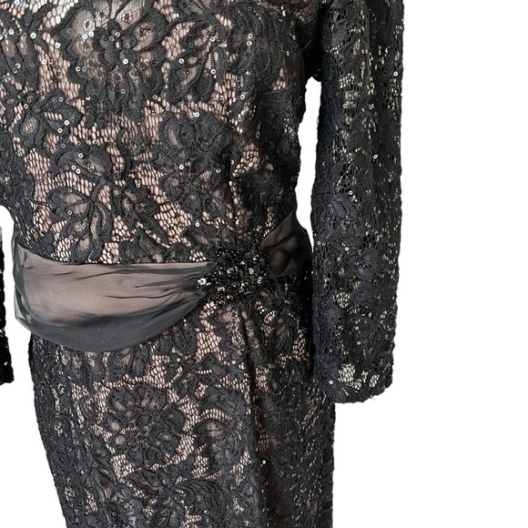 Emma Street Lace Gown with Sash Three-Quarter Sleeves Dress Black Color … - Picture 4 of 12